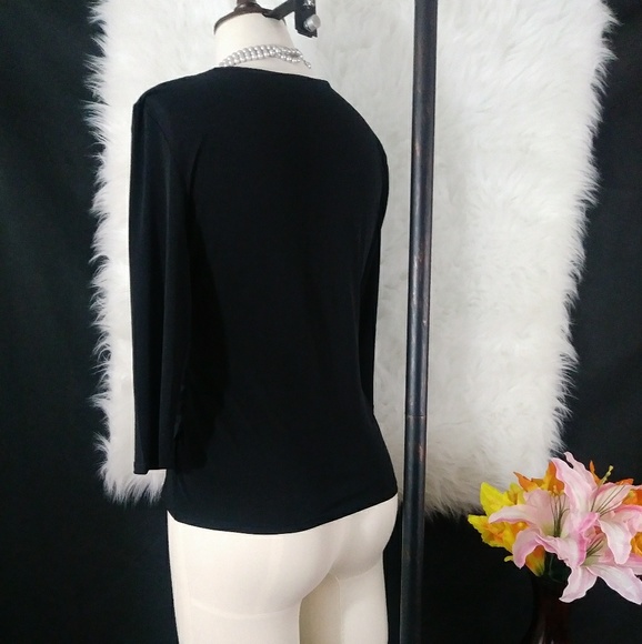 🎈Jennifer Lopez Black Deep V Neck Top Size M - Picture 3 of 5